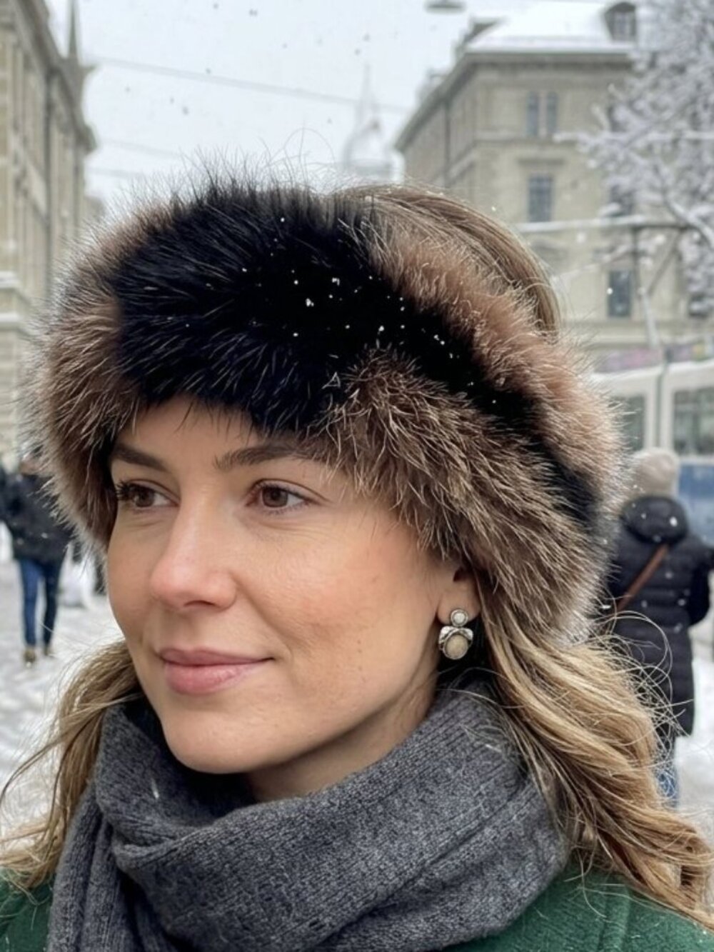 Woman's Genuine Fur Winter Black Brown Headband